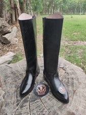 WW2 German Officer Boot Pointed Toe Black Leather Long Military Boot