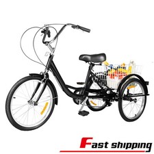 20'' 8 Speed Cruise Trike Bicycle Adult Tricycle 3-Wheel Bike w/ Shopping Basket
