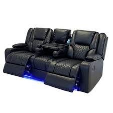 Orlando 3+2 Seater Electric Recliner Sofas Set Air Leather USB LED Cup Holder UK