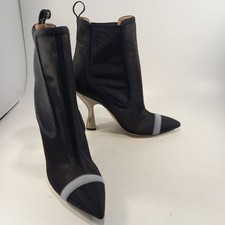 Fendi High Heel Boots Chrome Look Heel Semi-Sheer Elastic Section Size 5 New 
