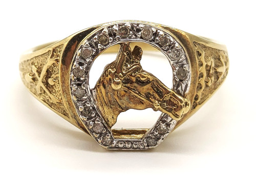 9ct gold and diamond - and, horseshoe