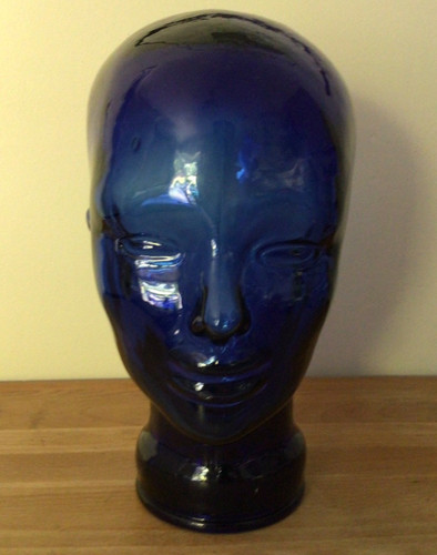 Blue glass head ornament - head,