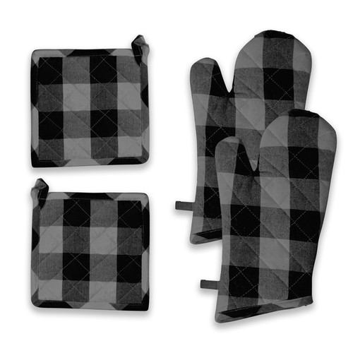 Buffalo plaid check oven mitts - plaid,