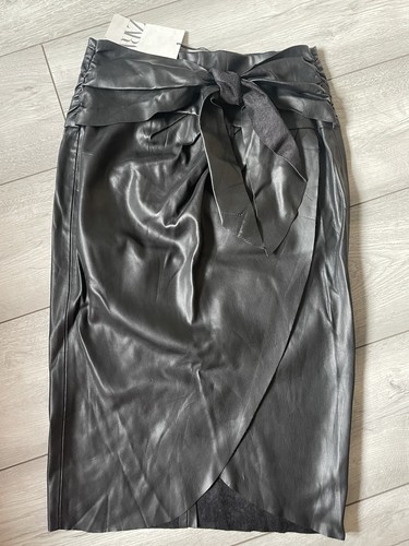 Zara faux leather black midi - black,