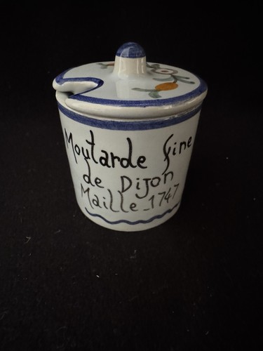 French mustard pot and lid - mustard,