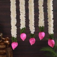 14 in Strings Jasmine Garland Toran with Lotus Bud for Pooja Decoration Set of 5