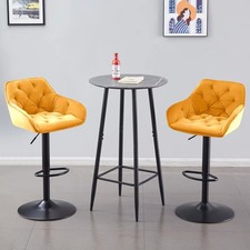 SET OF 2 Velvet Bar stools, Adjustable CHAIRS  Swivel Arms Breakfast Stools