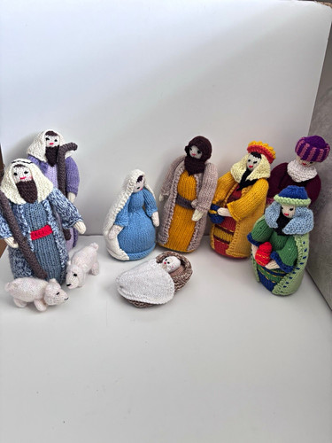 Handmade knitted wool nativity - handmade,