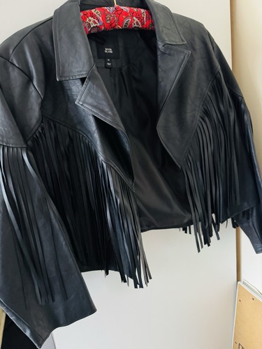 Faux leather jacket tassels - faux,