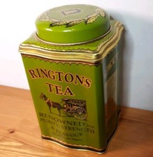 Ringtons Tea Caddy Canister Tin Green 17cm