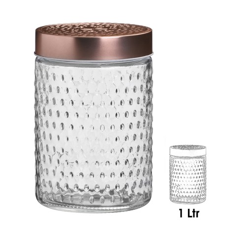 Glass storage jars copper lids - glass,