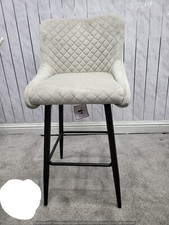 Velvet Bar Stool Chairs High Back Bar Stools Footrest Backrest Metal Legs Pub -