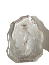 Mats Jonasson Art Glass otter sculpture signed 16.5cm Sweden crystal 3287