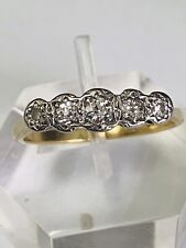 18CT YELLOW GOLD/ PLAT  VINTAGE 5 STONE DIAMONDS RING