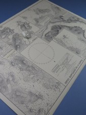 Vintage Admiralty Chart ~ Scotland ~ Plans In The Shetland Isles ~ Sheet No 606