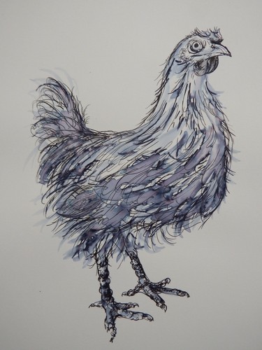 Original black pen ink wash - original,