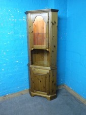 DUCAL SOLID WOOD 2DOOR CORNER DISPLAY CABINET / BOOKCASE - VISIT OUR WAREHOUSE