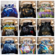 Cat Wolf Duvet Cover Set Single Double King Size Bedding Set with Pillow Cases