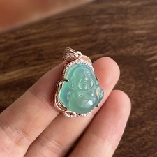 Green Jade Buddha Jewel Pendant Necklace
