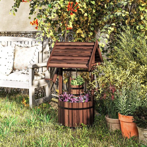 Outsunny wood wishing well for - outsunny,