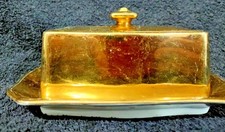 Royal Winton Golden Age Gold Lustre Butter Dish Grimwades England 1950s Vintage