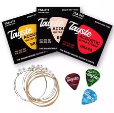 Acoustic Guitar Strings - Quality Custom Light + Spare 1st & 2nd String + 3picks