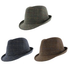 Wool Blend Trilby Hat Tweed