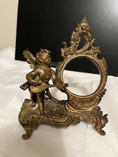 Antique French Bronze Brass Cherub Angel Clock Or Picture Frame Figurine