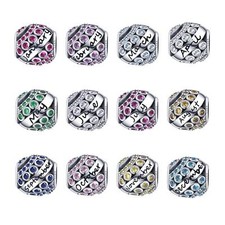 Round Birthday Months S925 Sterling Silver Charms Mum Nan Sister Auntie