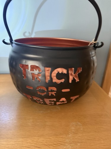 Trick treat metal cauldron - treat,