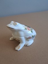 Aynsley Cottage Garden Frog Trinket Box Bone China Vintage