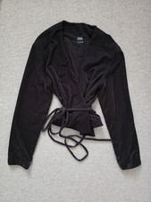 Brand New Zara Brown Velvet Velour Wrap Top/Cardigan Size Small Party, Christmas