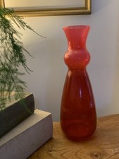 Vintage, Large, Red, Suspended Bubble Bulbous Glass Vase