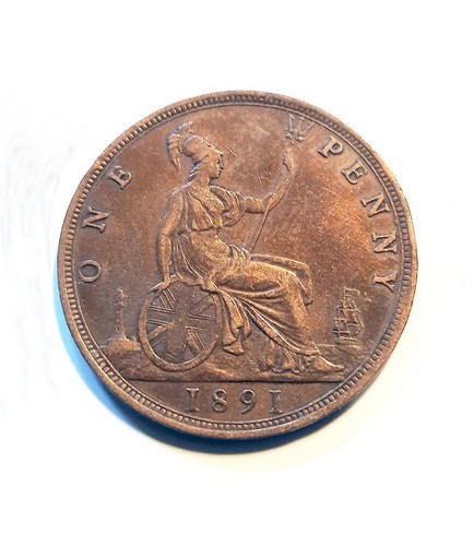 British coins 1891 penny - british,