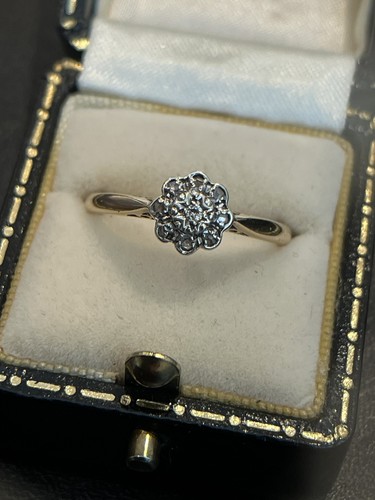 Antique 9ct gold diamond daisy - antique,