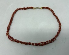 Vintage Red/Gold Tones Coral Style Beaded Necklace (K6) Accessories Jewellery