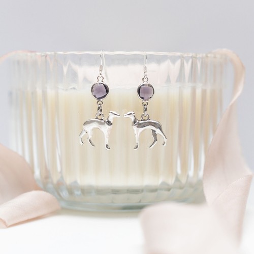 Greyhound earrings birthstone