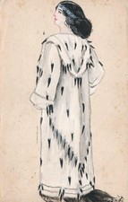 1912 Ink Hand Painted Imposing