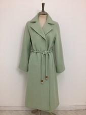 Vintage 1970s Mansfield coat green wool wrap over statement swing robe coat #V4