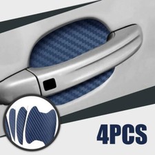 4x Blue Carbon Fiber Car Door Handle Scratch Protector Film Stickers Accessories