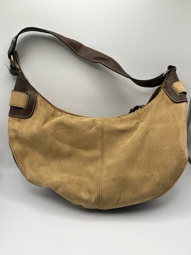 Tan suede leather hobo - leather,