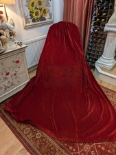 Vintage Red Velvet Unlined Pencil Pleat Second-Hand Curtains