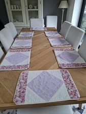 8 Handmade Quilted Fabric Double Sided Placemats Lilac/pink