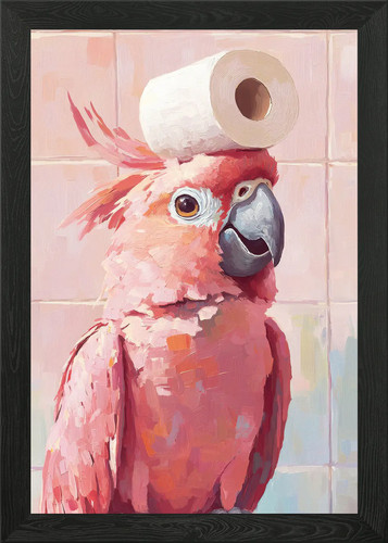 Pink cockatoo with toilet - with,