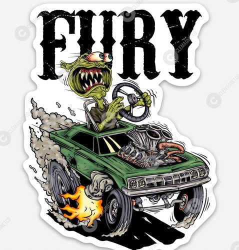 Muscle car fury sticker - muscle,