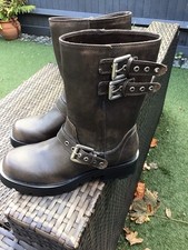 Zara Ladies Brown Biker Style Boots Size UK 5 Brand New 