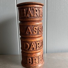 Vintage Wooden Tea Canisters | Stackable | Assam | Earl Grey | Hand Carved