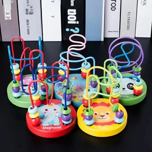 Colorful wooden bead maze - colorful,