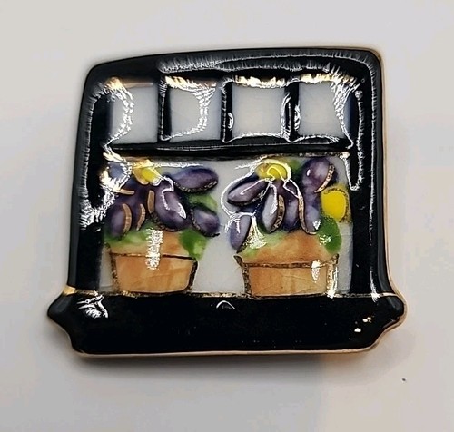 Vintage ceramic enamel flower - vintage,
