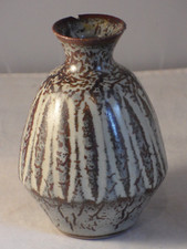 Lovely Studio Pottery Stoneware Decorative Vase By Laurie Short? 13.5cm High A/F